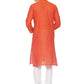 PAROKSH Men Red Striped Long Sleeves Cotton Straight Kurta