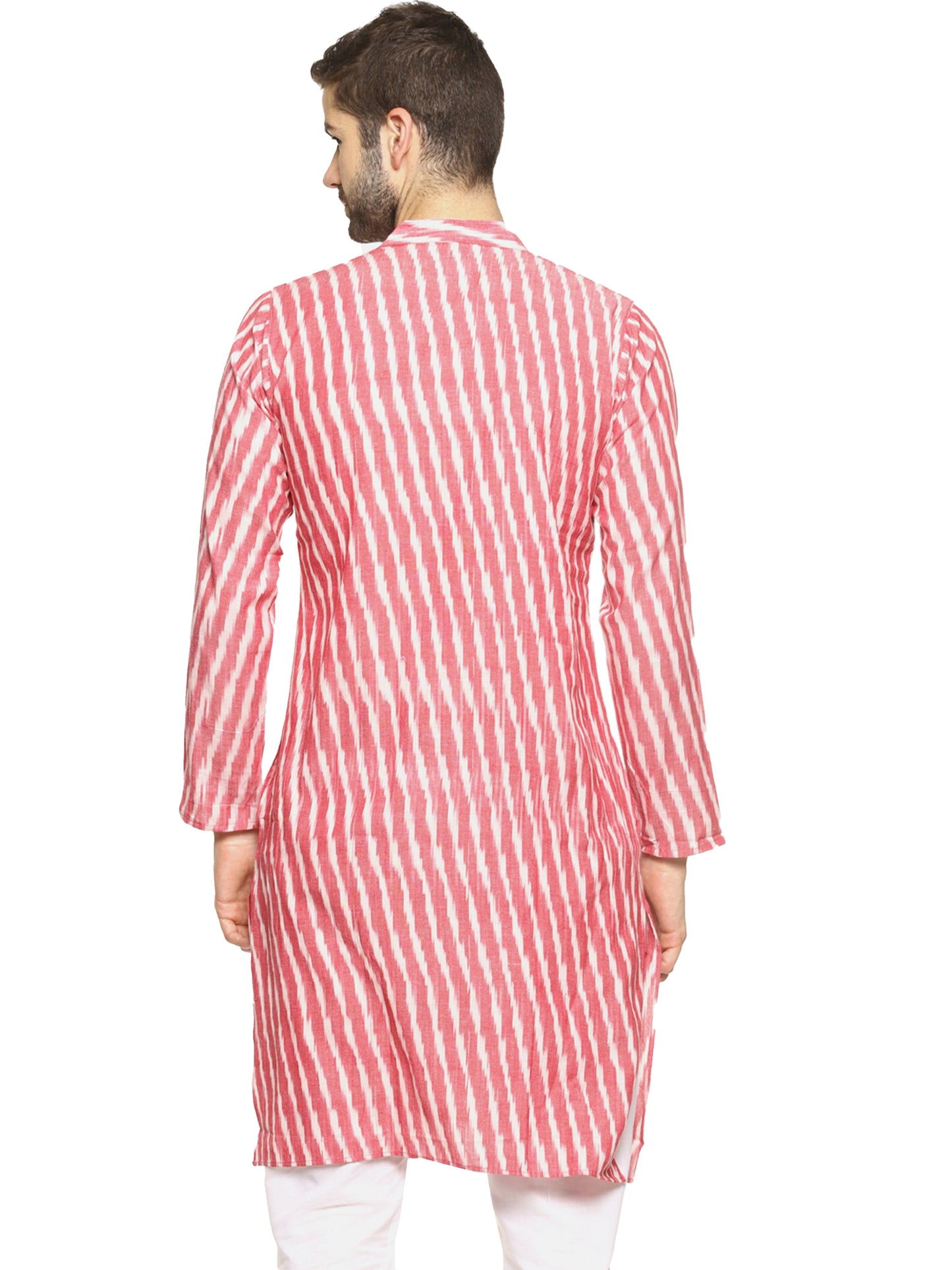 PAROKSH Men Red Ikat Handloom Tie-Dye  Kurta