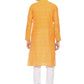 PAROKSH Men's Embroidered Orange Handloom Long Cotton Ethnic Kurta