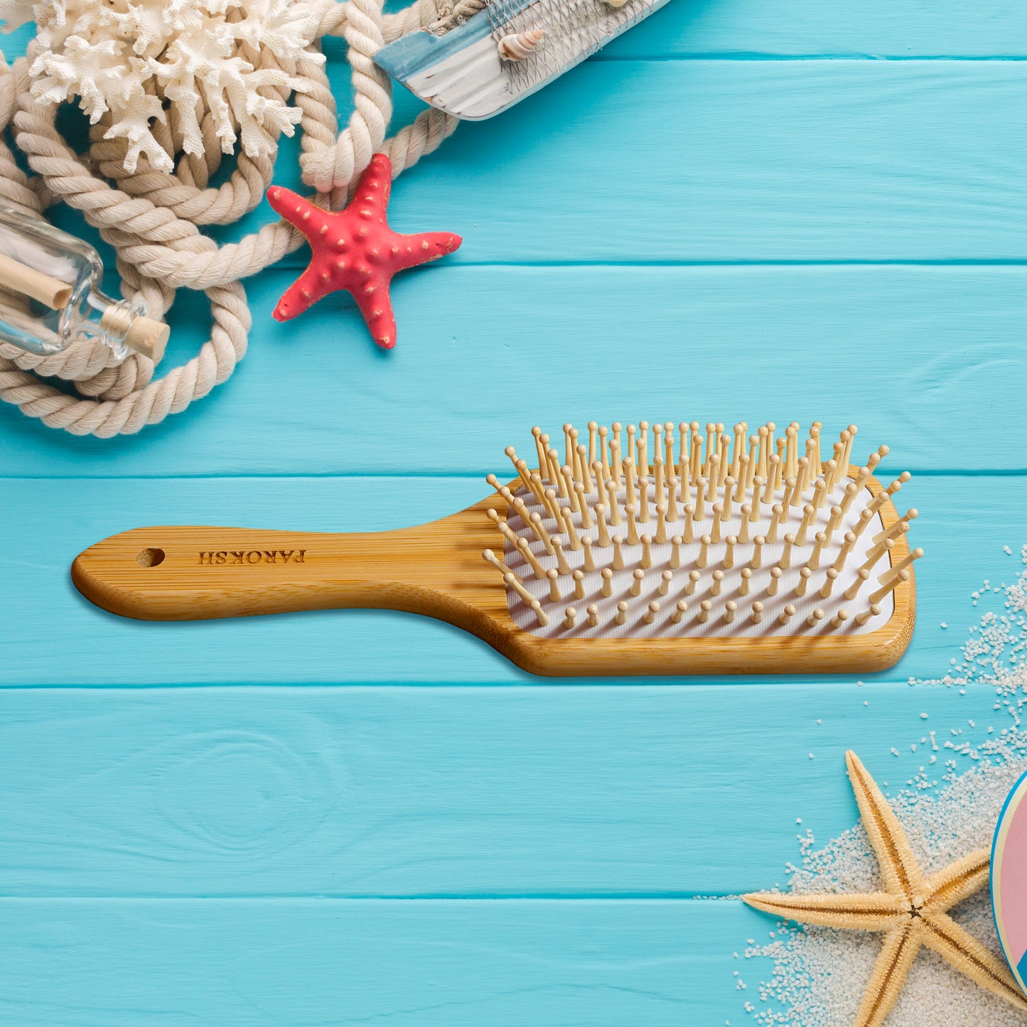 Paroksh Wooden Brush with Bamboo Bristles for Hair Growth, Curly Hai