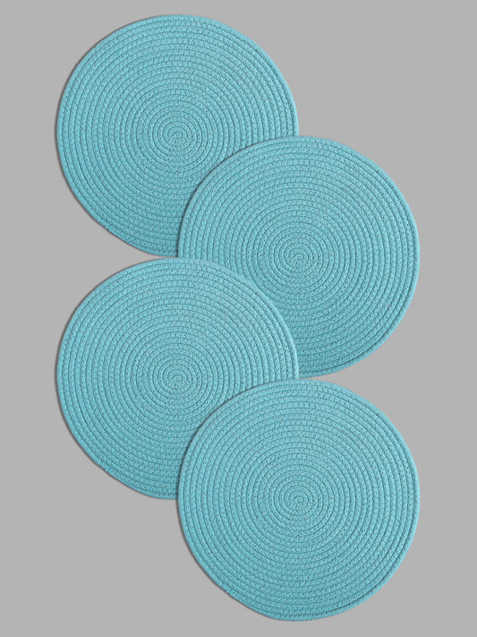 Set Of 4 Blue Braided Reversible cotton Table Placemats