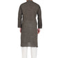 PAROKSH Men's Brown mangalgiri Handloom Cotton Straight Embroidered Long Ethnic Kurta