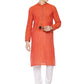 PAROKSH Men Red Striped Long Sleeves Cotton Straight Kurta