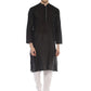 PAROKSH Men Black placket cotton Straight Kurta