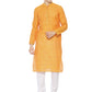 PAROKSH Men's Embroidered Orange Handloom Long Cotton Ethnic Kurta