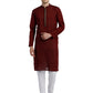 PAROKSH Men Maroon & Beige Woven Design Cotton Thread Work Handloom Kurta