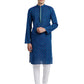 PAROKSH Men Blue & Beige Woven Design Cotton Thread Work Handloom Kurta