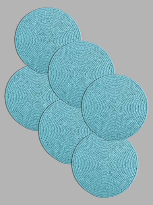 Set Of 6 Blue Braided Reversible cotton Table Placemats