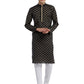 PAROKSH Men Black & Beige Woven Design Cotton Thread Work Handloom Kurta