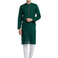 PAROKSH Men Green & Black Woven Design Cotton Thread Work Handloom Kurta