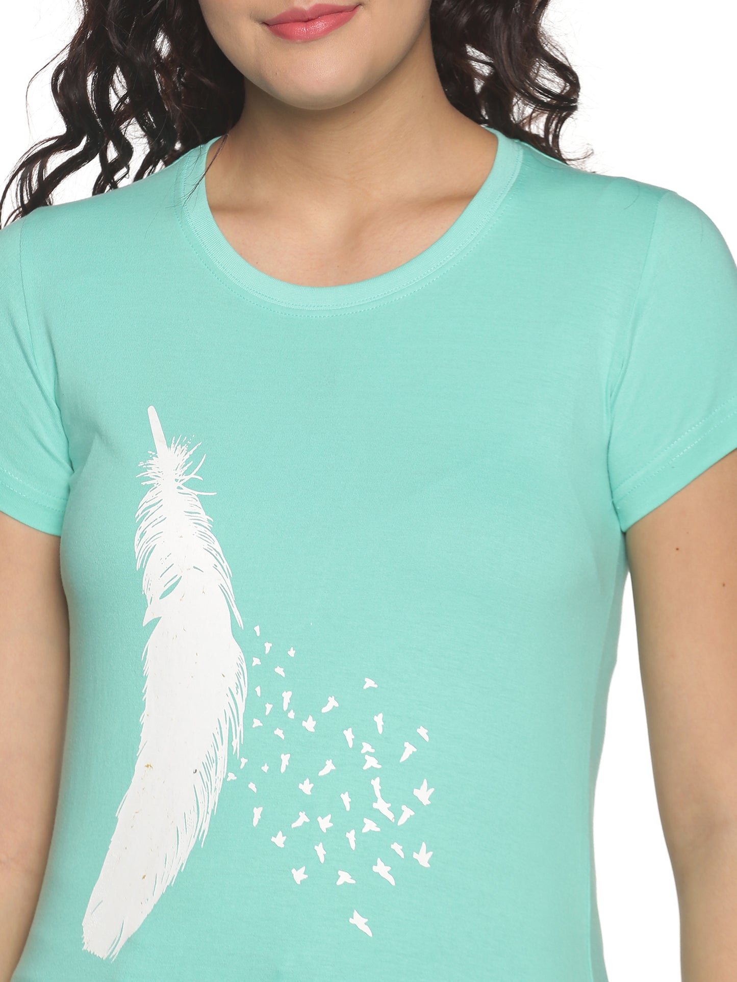 Women's Printed T-shirt(Fether)