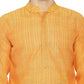 PAROKSH Men's Embroidered Orange Handloom Long Cotton Ethnic Kurta