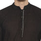 PAROKSH Men Black placket cotton Straight Kurta