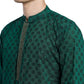 PAROKSH Men Green & Black Woven Design Cotton Thread Work Handloom Kurta