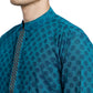 PAROKSH Men Sea Green & Beige Woven Design Cotton Thread Work Handloom Kurta