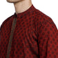 PAROKSH Men Maroon & Beige Woven Design Cotton Thread Work Handloom Kurta