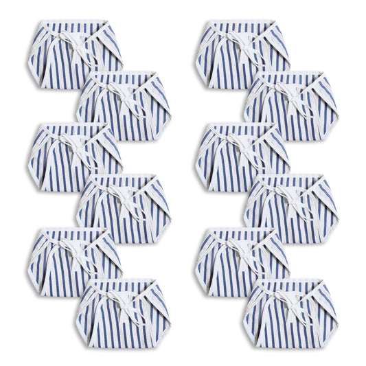 Infants Pack of 12 striped blue organic cotton muslin cushioned langot cloth diapers
