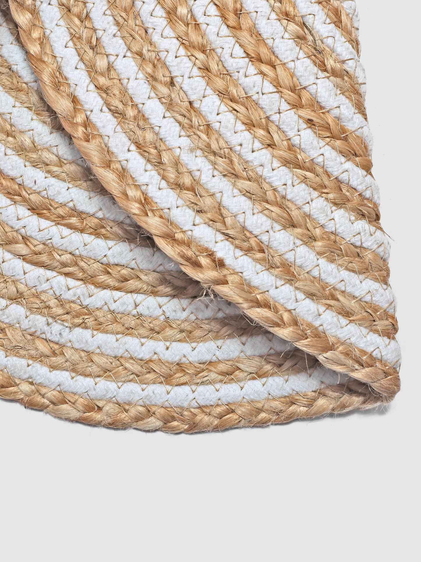 Set Of 4 Brown Braided Round Jute Table Placemats