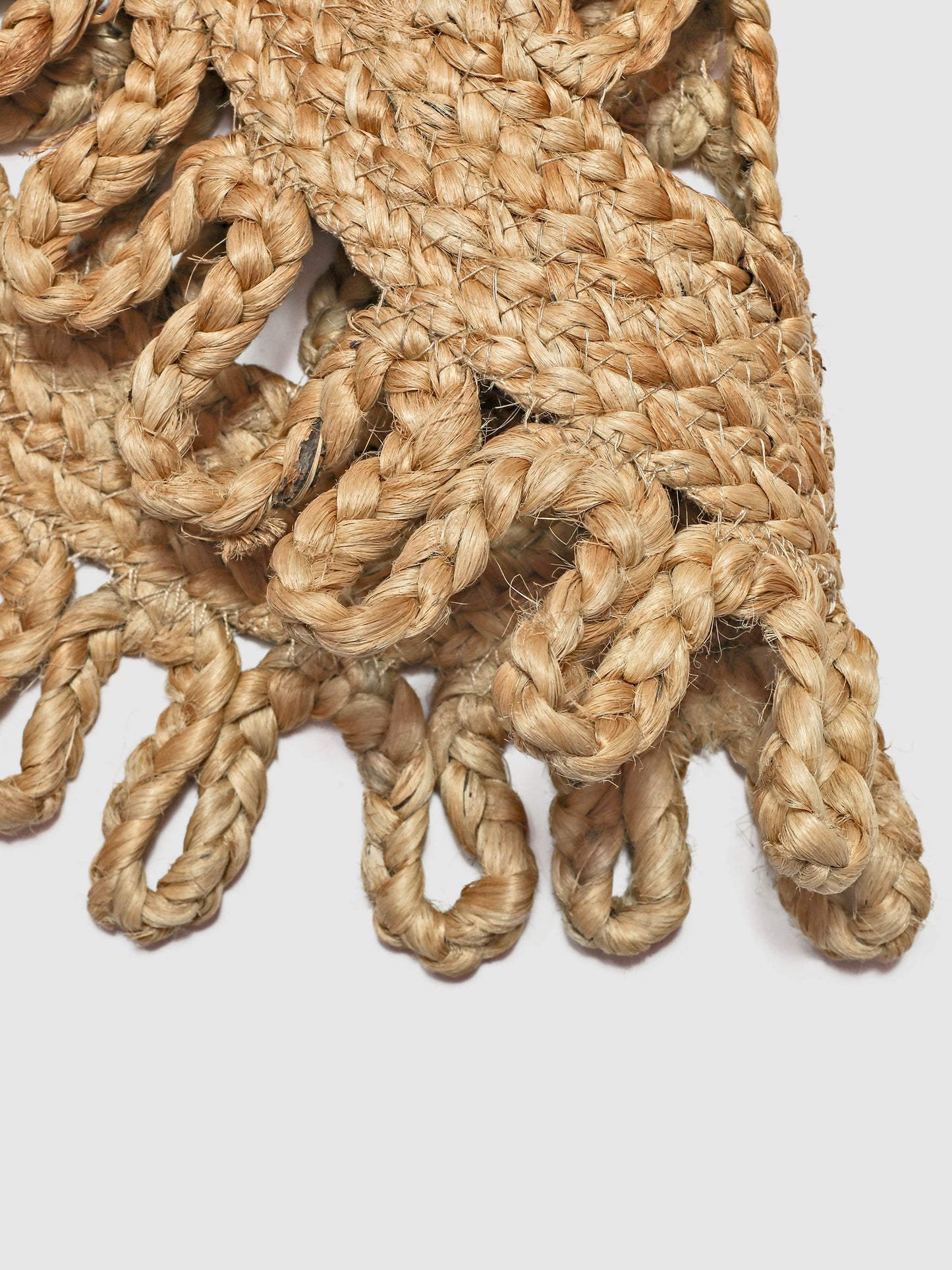 Set Of 4 Brown Braided Round Jute Table Placemats