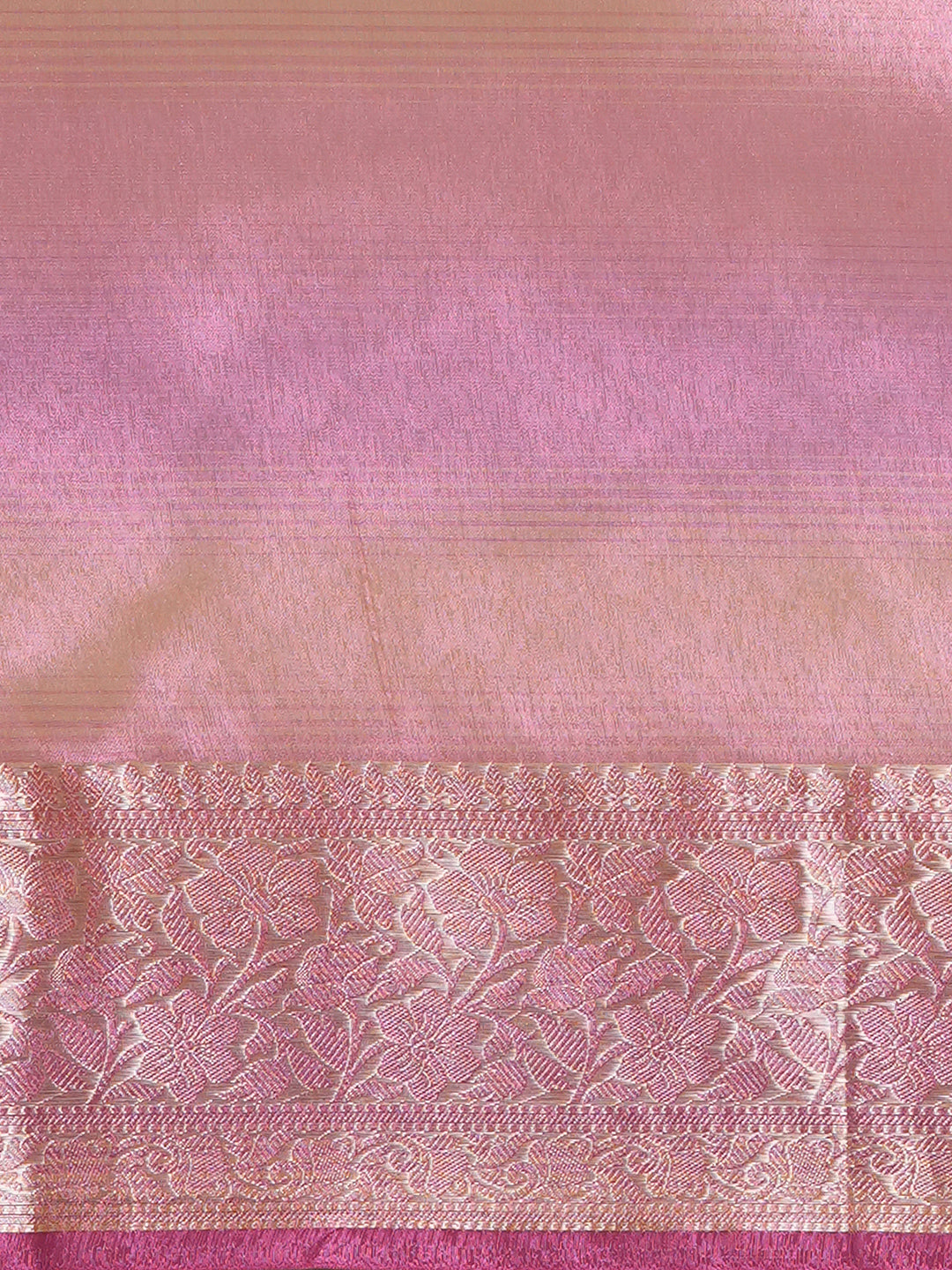 Women's Handloom Banarasi soft tissue Pink Saree With Zari Border