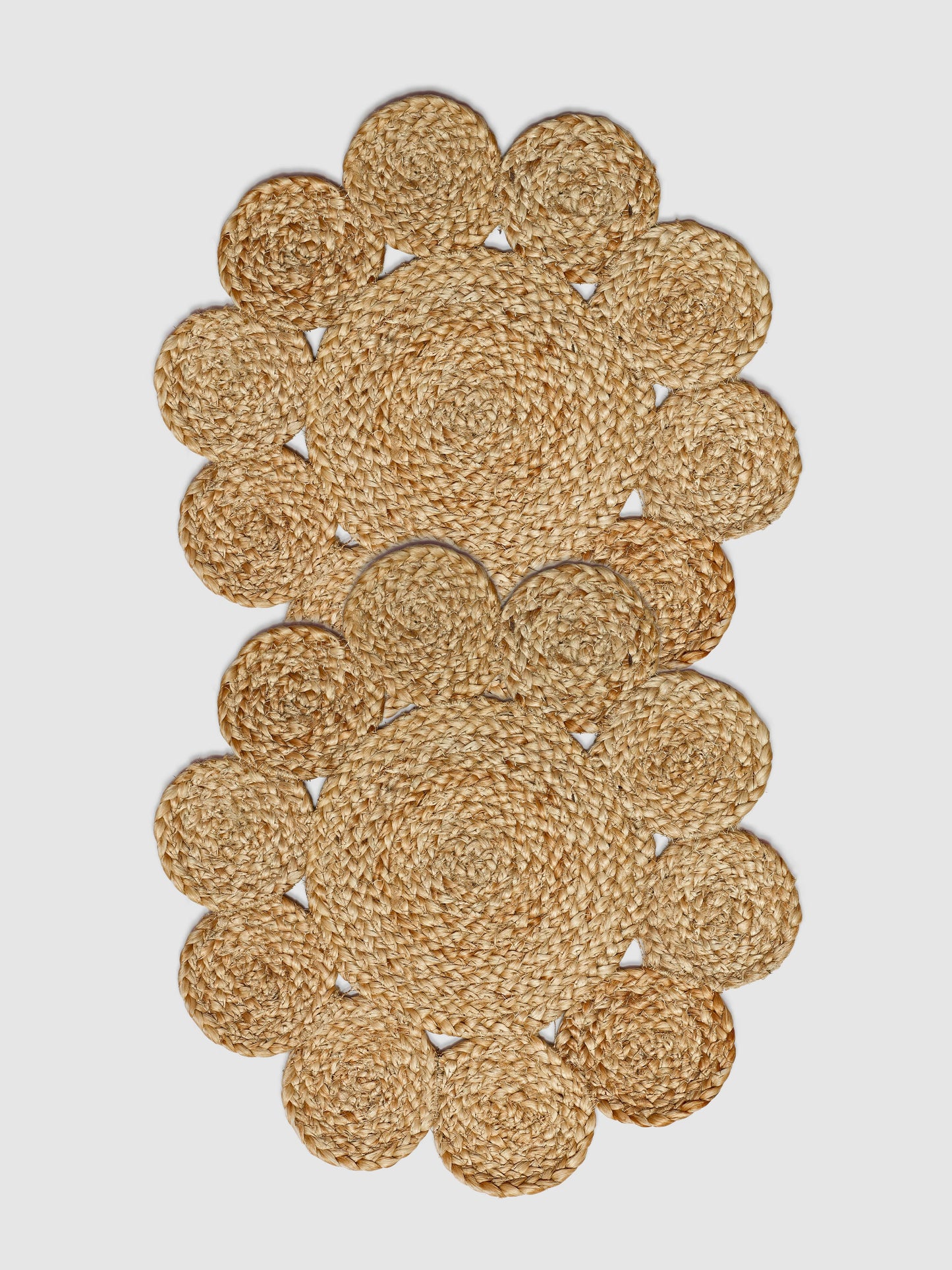 Set Of 2 Brown Braided Round Jute Table Placemats