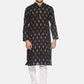 PAROKSH Men Black woven Ikat Straight Kurta