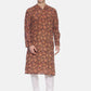 PAROKSH Men Maroon & Pink Kalamkari Printed Straight Kurta