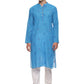 PAROKSH  Men Woven Design Pure Cotton Straight Kurta  (Blue)