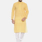 PAROKSH Men yellow dual button cotton Straight Kurta
