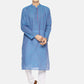 PAROKSH Men Blue pink textured cotton Straight Kurta