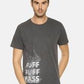 Men's printed round neck charcoal grey t-shirt