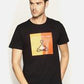 Men's printed round neck black t-shirt