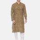 PAROKSH Men Green striped cotton Straight Kurta