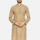 PAROKSH Men textured beige cotton Straight Kurta