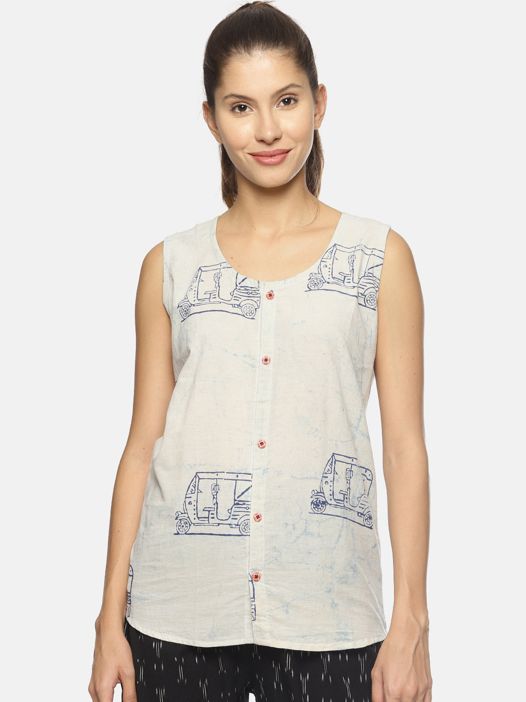 SAHORA Women blue dyed indigo blockprint Top