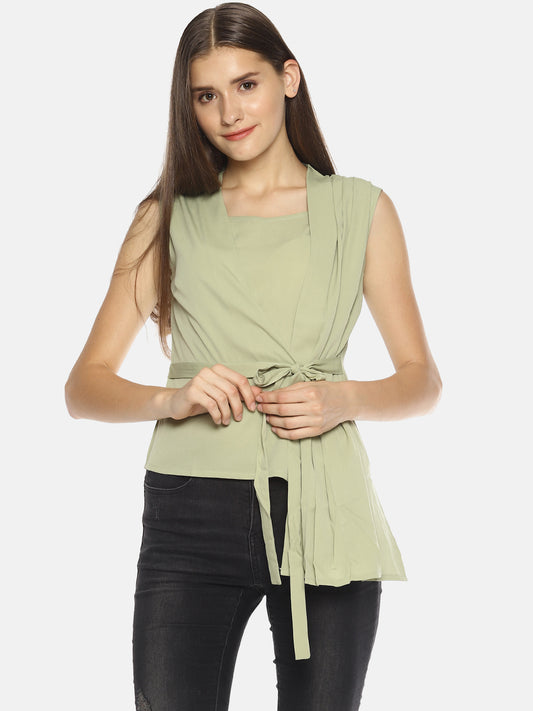 SAHORA Women Lime green solid Top