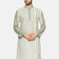 PAROKSH Men olive line detail cotton Straight Kurta