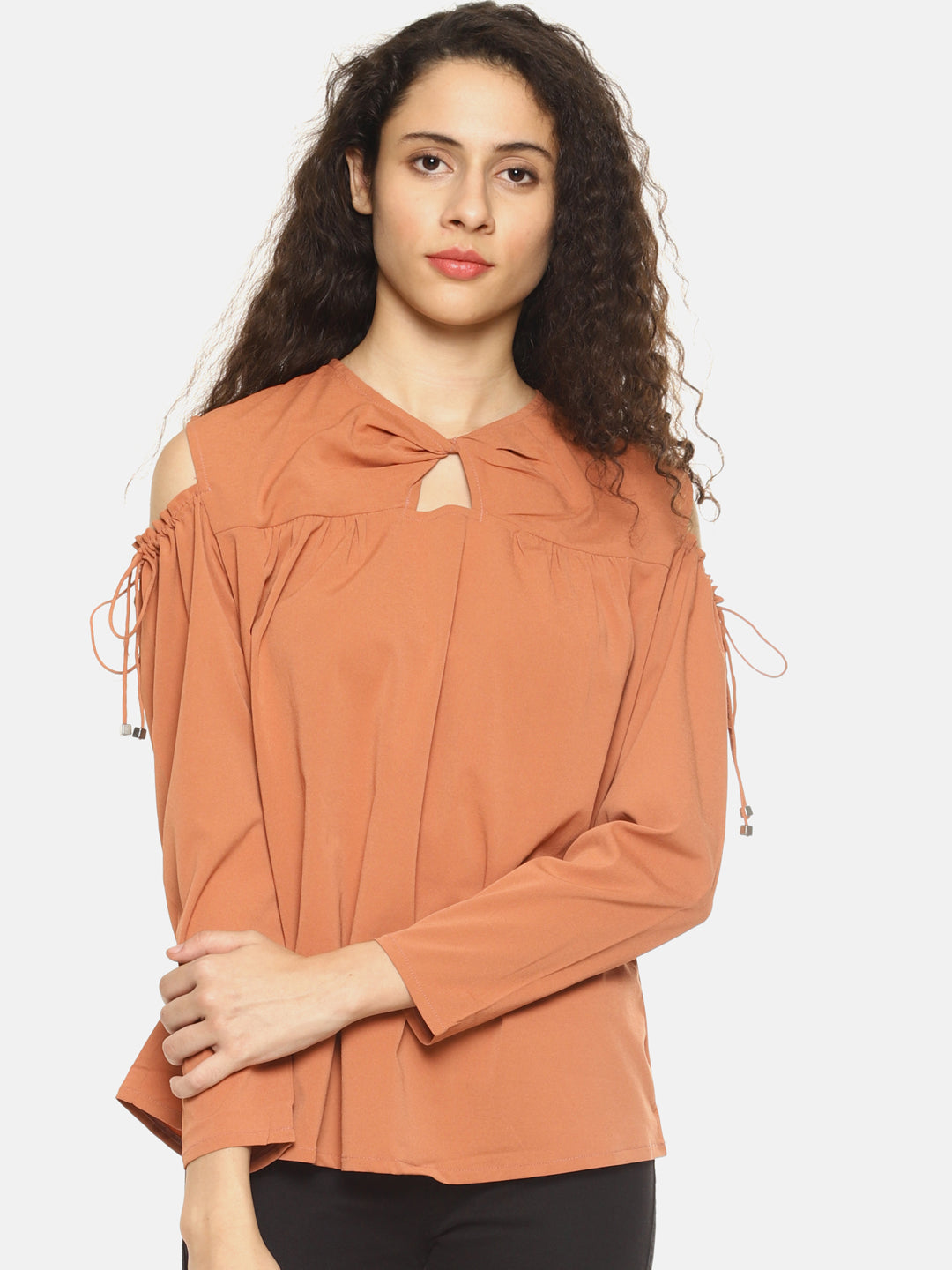 SAHORA Women solid cold shoulder Top