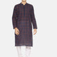 PAROKSH Men blue checkered cotton Straight Kurta