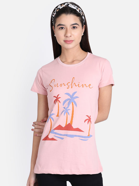 Women's Printed T-shirt (SUN SHINE)