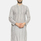 PAROKSH Men checkered white cotton Straight Kurta