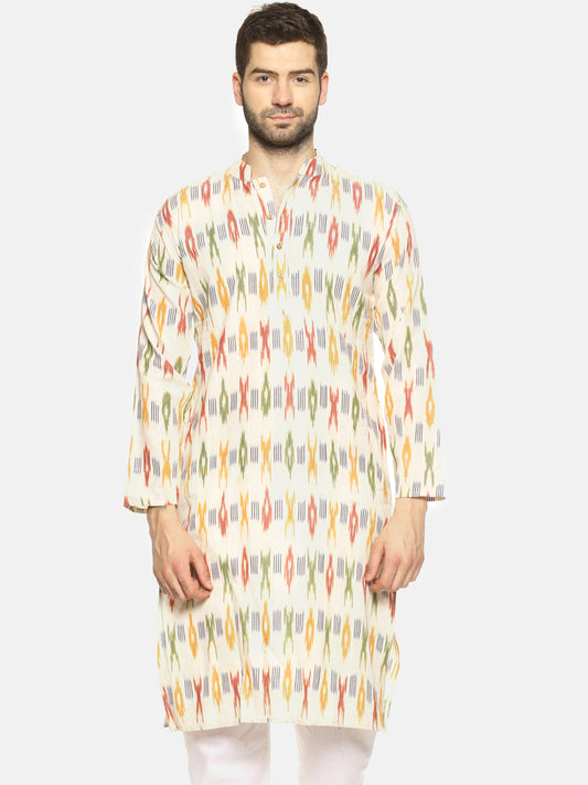 PAROKSH Men Ethnic Motifs Pastels Cotton Kurta