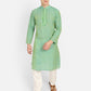 PAROKSH Men Light green  Printed Straight Kurta
