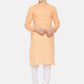 PAROKSH Men peach dual button cotton Straight Kurta
