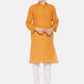 PAROKSH Men Orange placket cotton Straight Kurta