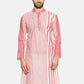 PAROKSH Men pink line detail cotton Straight Kurta