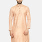 PAROKSH Men Solid peach cotton Straight Kurta