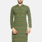 PAROKSH Men Green woven Ikat handloom Straight Kurta