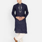 PAROKSH Men Blue & Gold Embroidery long Kurta