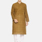 PAROKSH Men olive checkered cotton Straight Kurta
